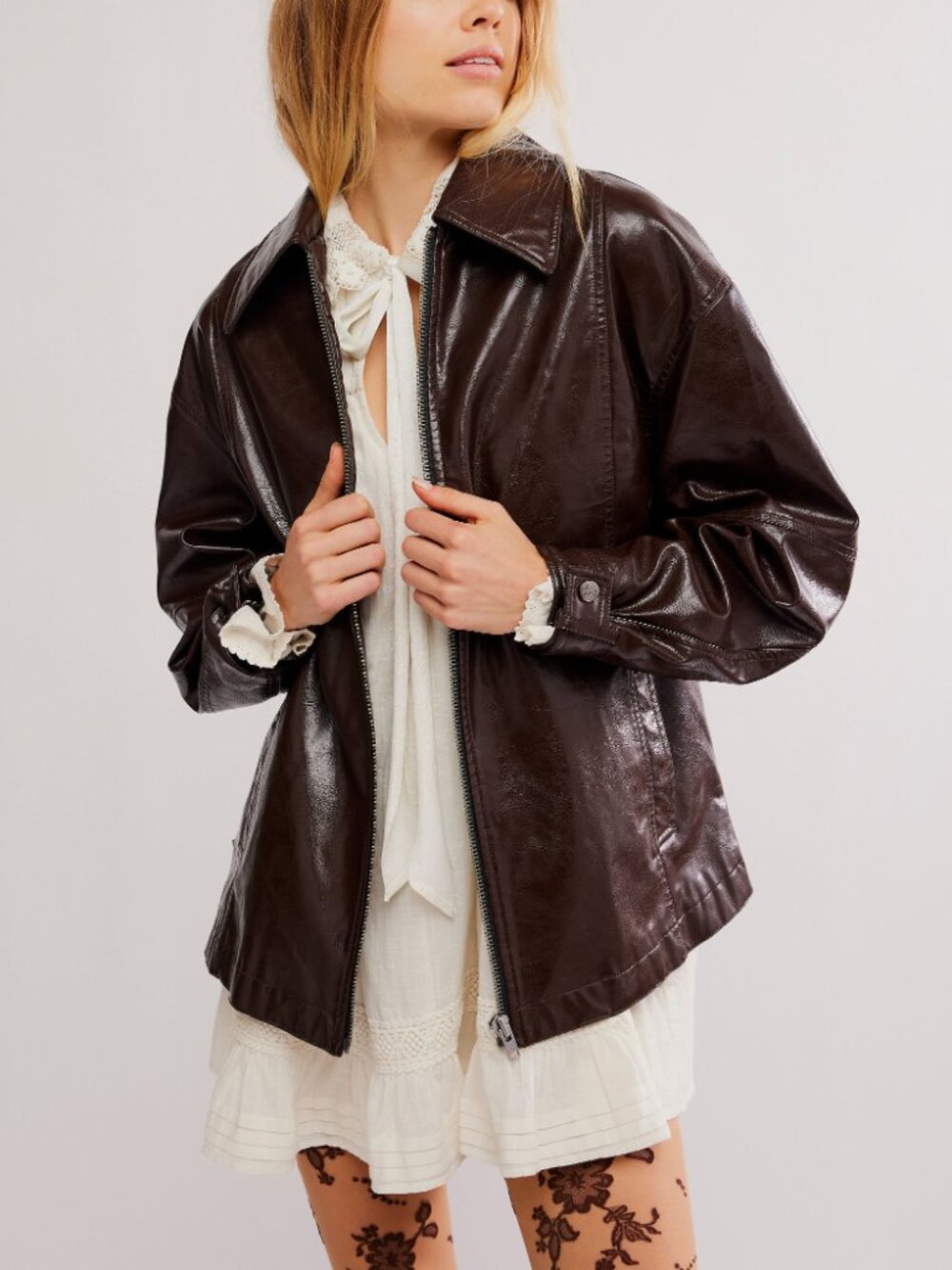 🆕 FREE PEOPLE We The Free Sloane Vegan Jacket / Chocolate
